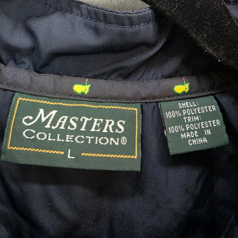 Masters Collection Mens Navy Blue Golf Wind Vest Pullover Masters Embroidered Lg